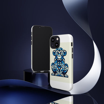 Vibrant Blue 3D Wrap Phone Case with Playful Monkey Design for Creative Individuals Compatible with iPhone 13, 14, 15 & 16 – all models including Pro, Pro Max & Plus