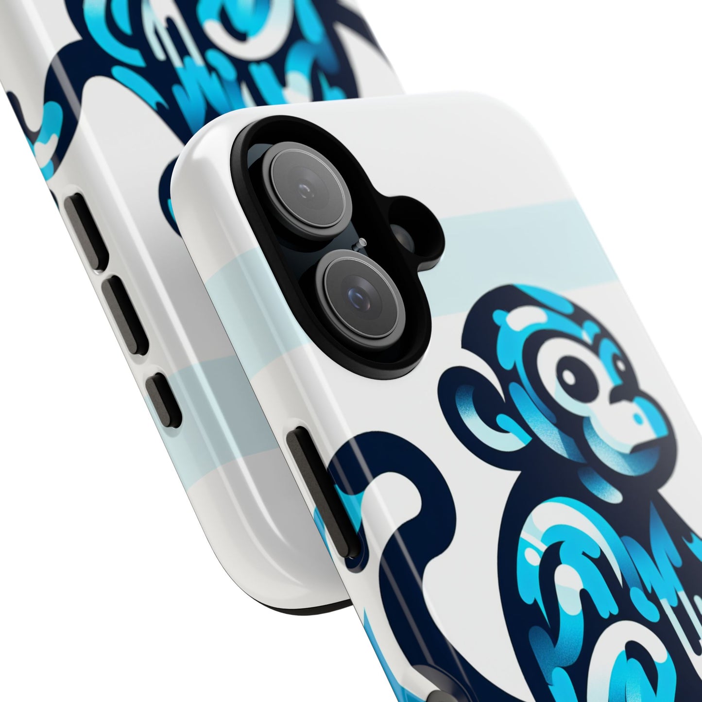 vibrant 3d monkey-inspired phone case for stylish protection in blue – unisex design compatible with iphone 13, 14, 15 & 16 – all models including pro, pro max & plus