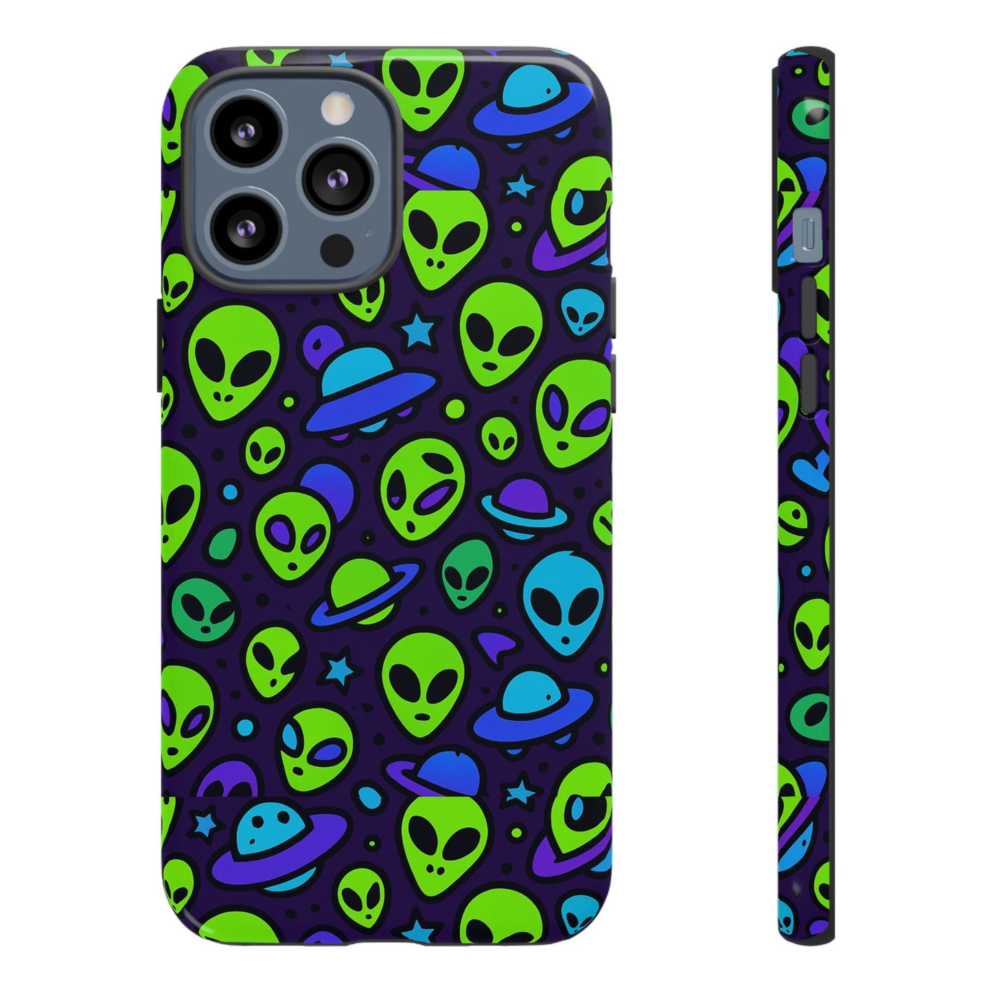 vibrant alien 3d wrap protective phone case in multicolour design for fun smartphone accessories compatible with iphone 13, 14, 15 & 16 – all models including pro, pro max & plus