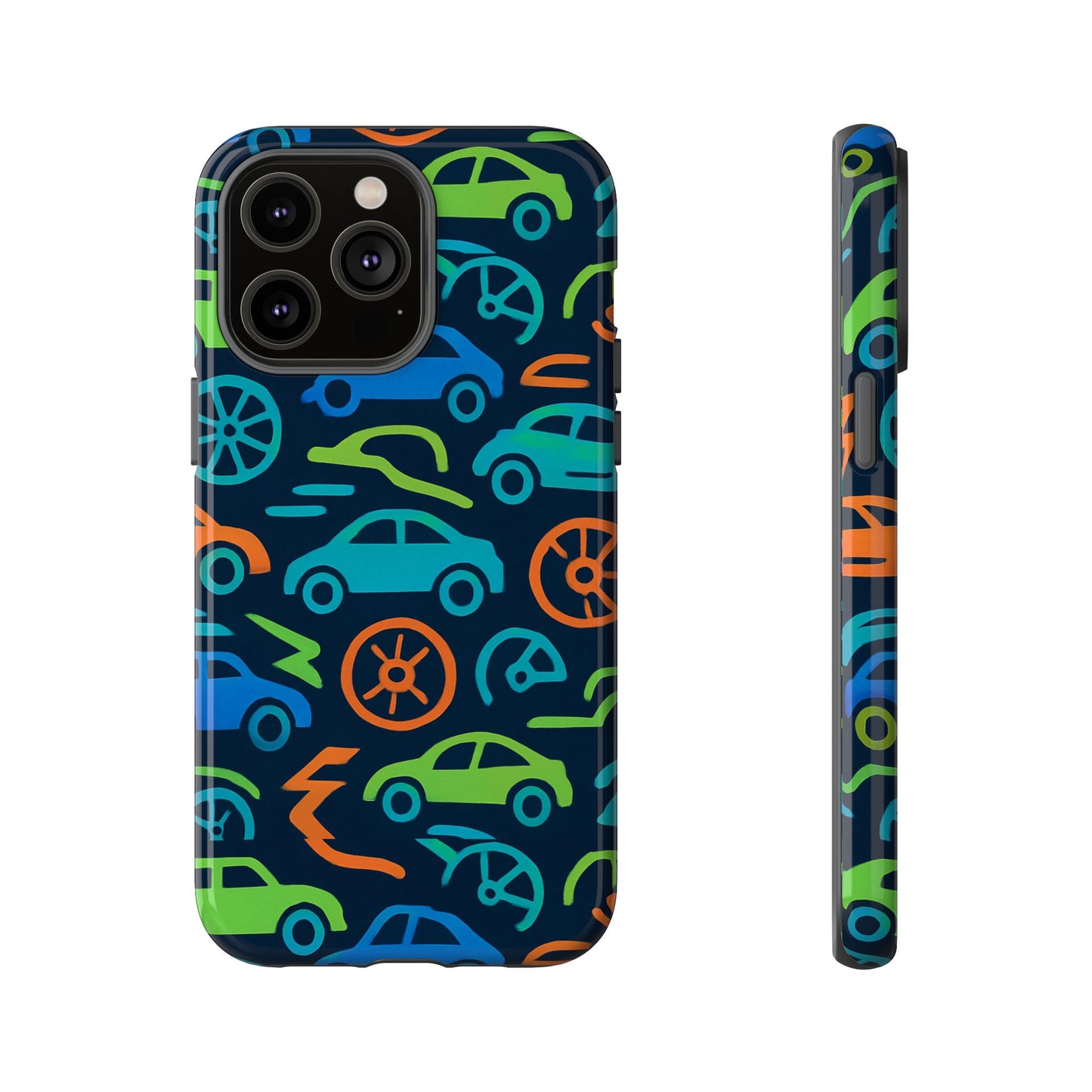 vibrant 3d car design protective phone case for kids and teens - playful multicolour style - stylish protection for everyday use - compatible with iphone 13, 14, 15 & 16 – all models including pro, pro max & plus