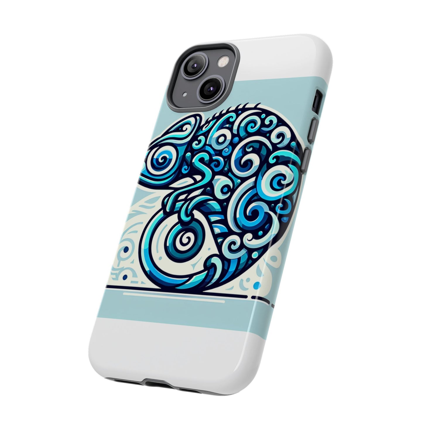 vibrant 3d wrap protective phone case with playful chameleon design in blue – unique accessory for self-expression compatible with iphone 13, 14, 15 & 16 – all models including pro, pro max & plus