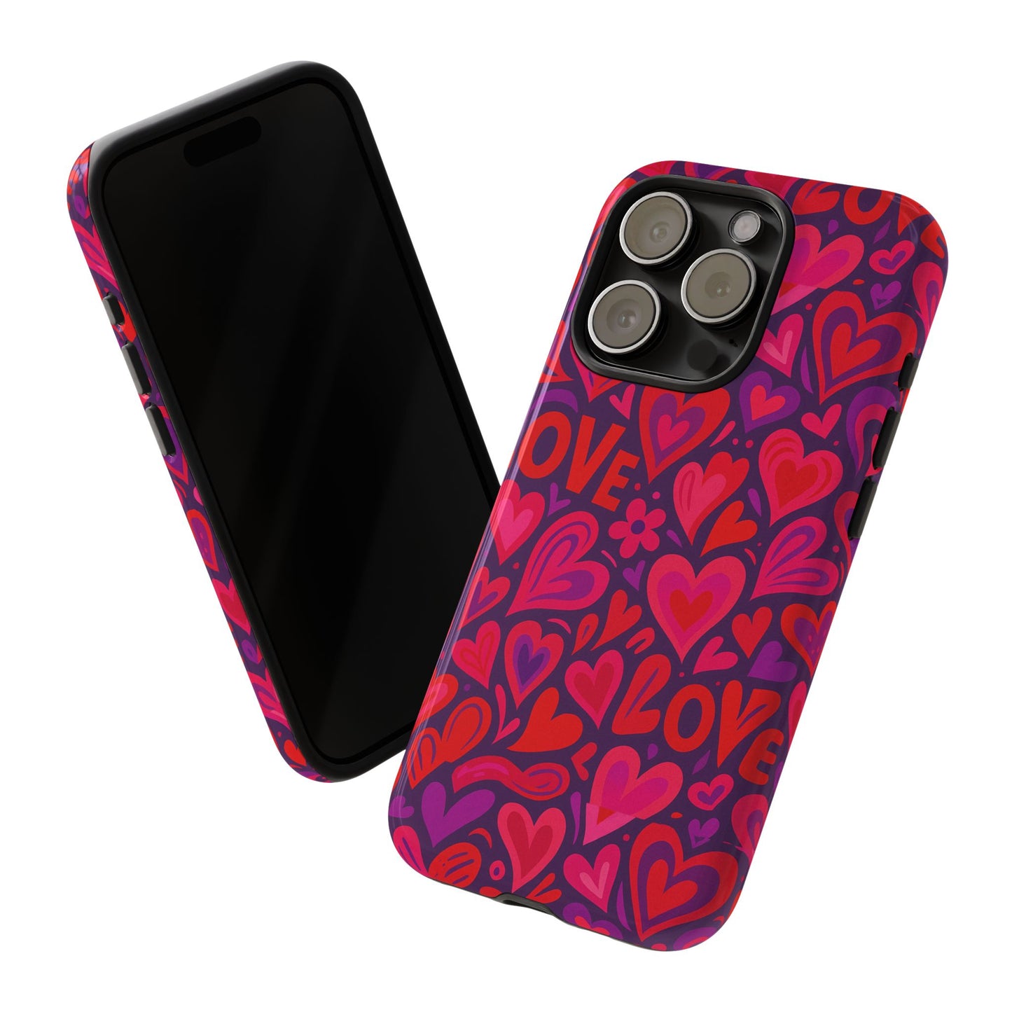 multicolour 3d heart pattern protective phone case for smartphones – vibrant design for stylish protection, compatible with iphone 13, 14, 15 & 16 – all models including pro, pro max & plus
