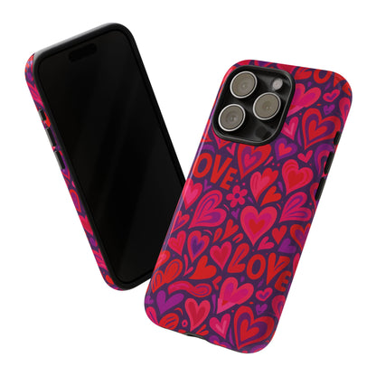 Multicolour 3D Heart Pattern Protective Phone Case for Smartphones – Vibrant Design for Stylish Protection, Compatible with iPhone 13, 14, 15 & 16 – all models including Pro, Pro Max & Plus