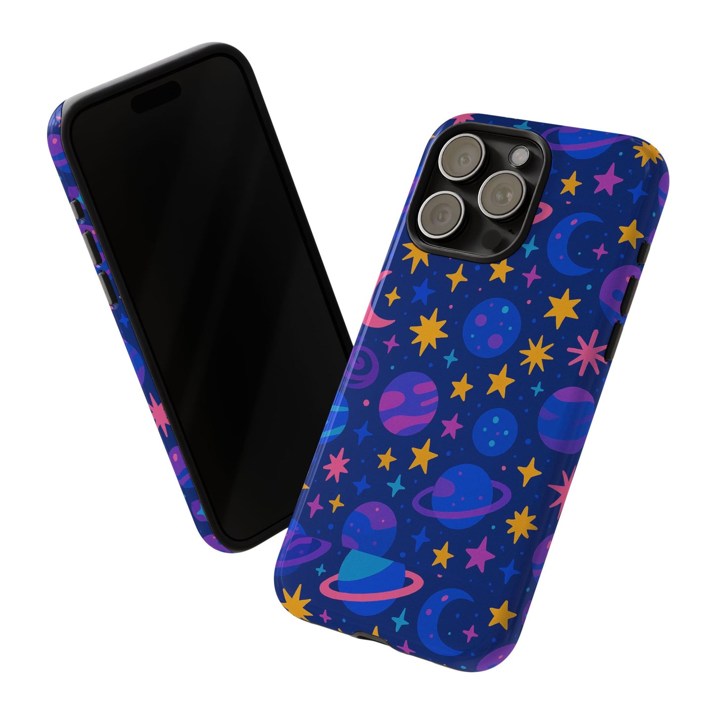 vibrant space theme protective phone case for unisex – colourful 3d design fashion accessory compatible with iphone 13, 14, 15 & 16 – all models including pro, pro max & plus