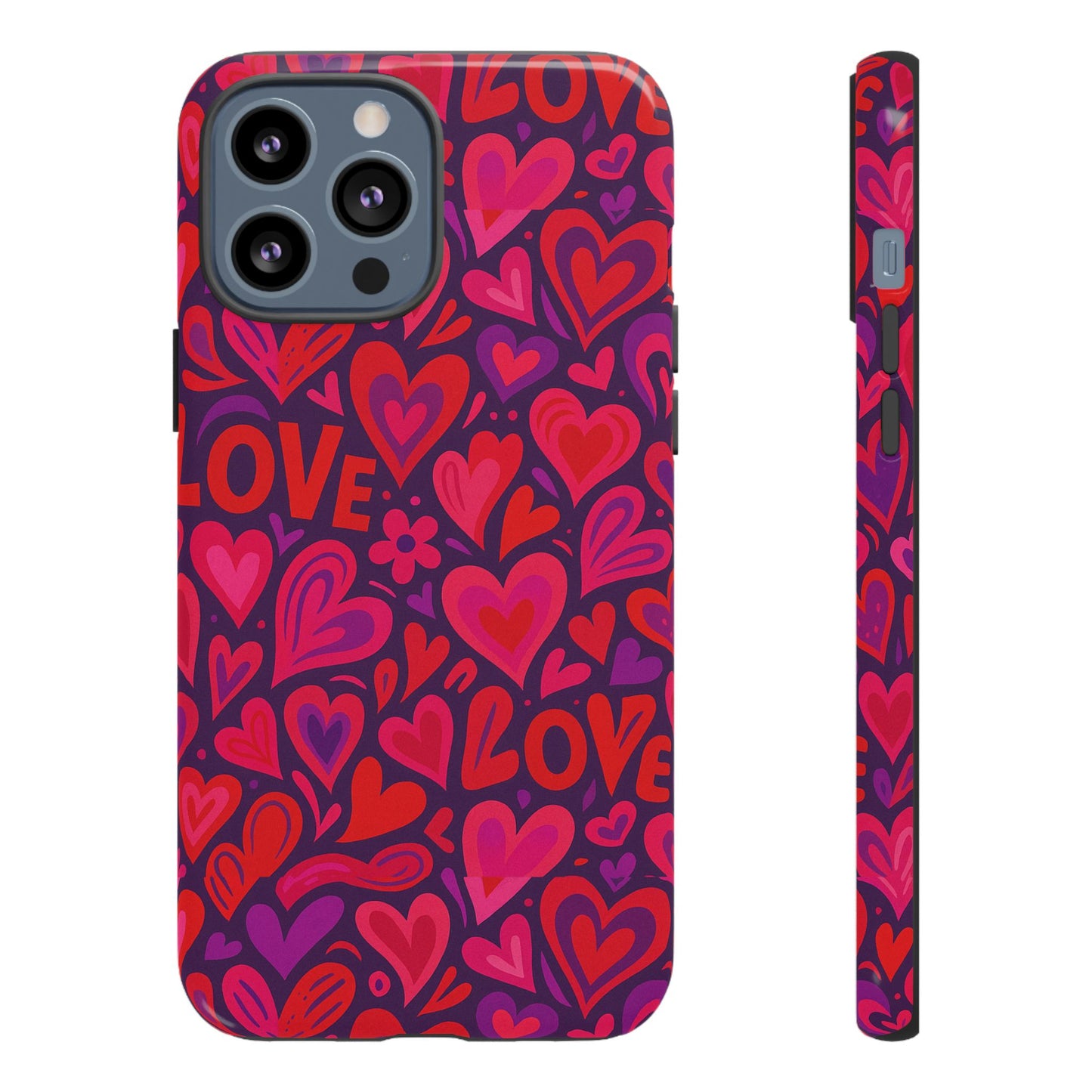 multicolour 3d heart pattern protective phone case for smartphones – vibrant design for stylish protection, compatible with iphone 13, 14, 15 & 16 – all models including pro, pro max & plus
