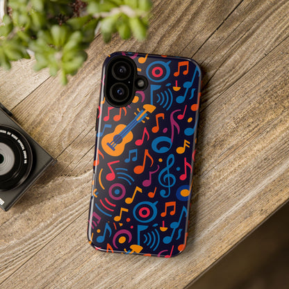 Vibrant 3D Music Design Protective Phone Case for Music Lovers Stylish Accessory Compatible with iPhone 13, 14, 15 & 16 – all models including Pro, Pro Max & Plus