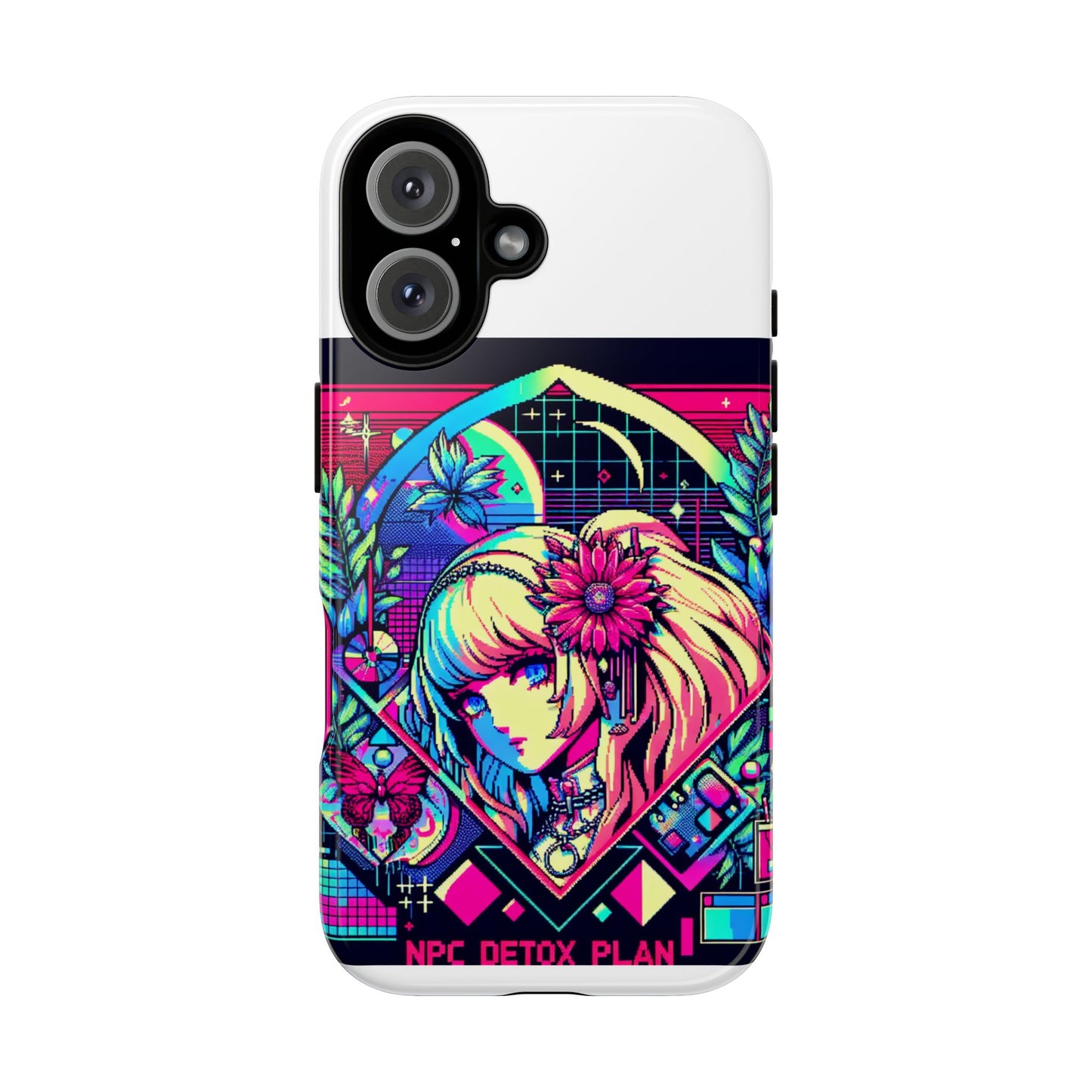 npc detox plan - vibrant protective phone case for anime and comic lovers, durable shock absorption, uv protected, glossy or matte finish