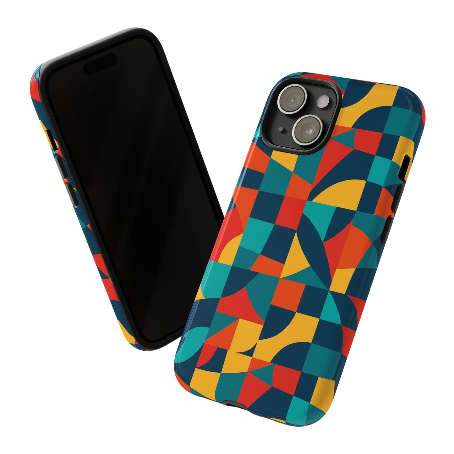 vibrant multicolour geometric 3d wrap phone case for stylish protection and unique expression compatible with iphone 13, 14, 15 & 16 – all models including pro, pro max & plus