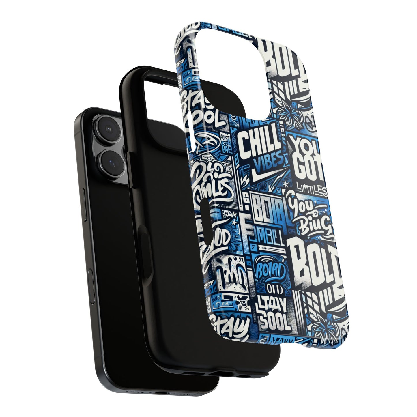 vibrant 3d typography phone case in blue – stylish protection for trendy individuals – compatible with iphone 13, 14, 15 & 16 – all models including pro, pro max & plus