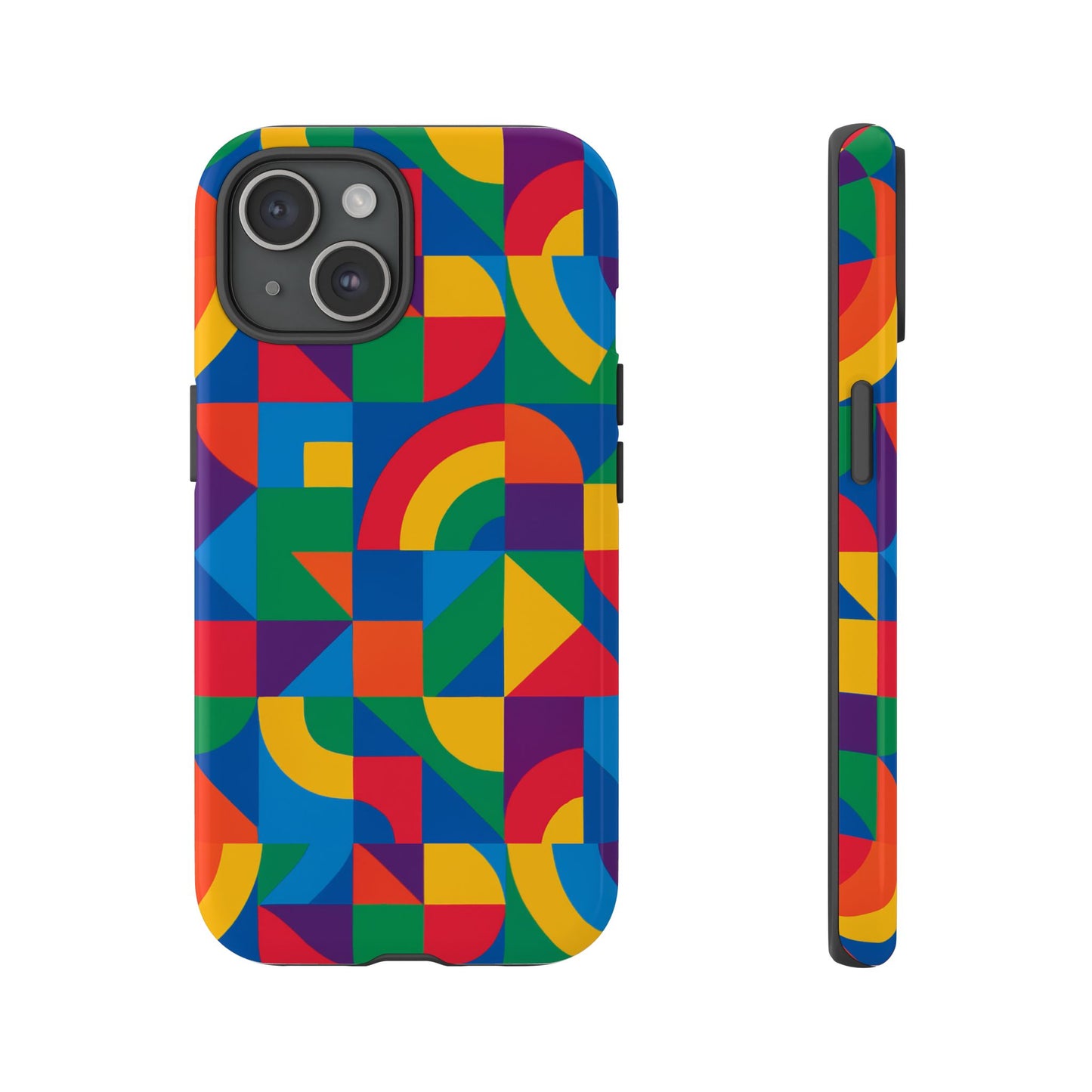 vibrant 3d geometric phone case with bold design stylish protection accessory compatible with iphone 13, 14, 15 & 16 – all models including pro, pro max & plus