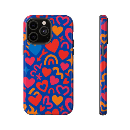 Vibrant Multicolour Heart Design Protective Phone Case Stylish Accessory for Self-Expression Compatible with iPhone 13, 14, 15 & 16 – all models including Pro, Pro Max & Plus