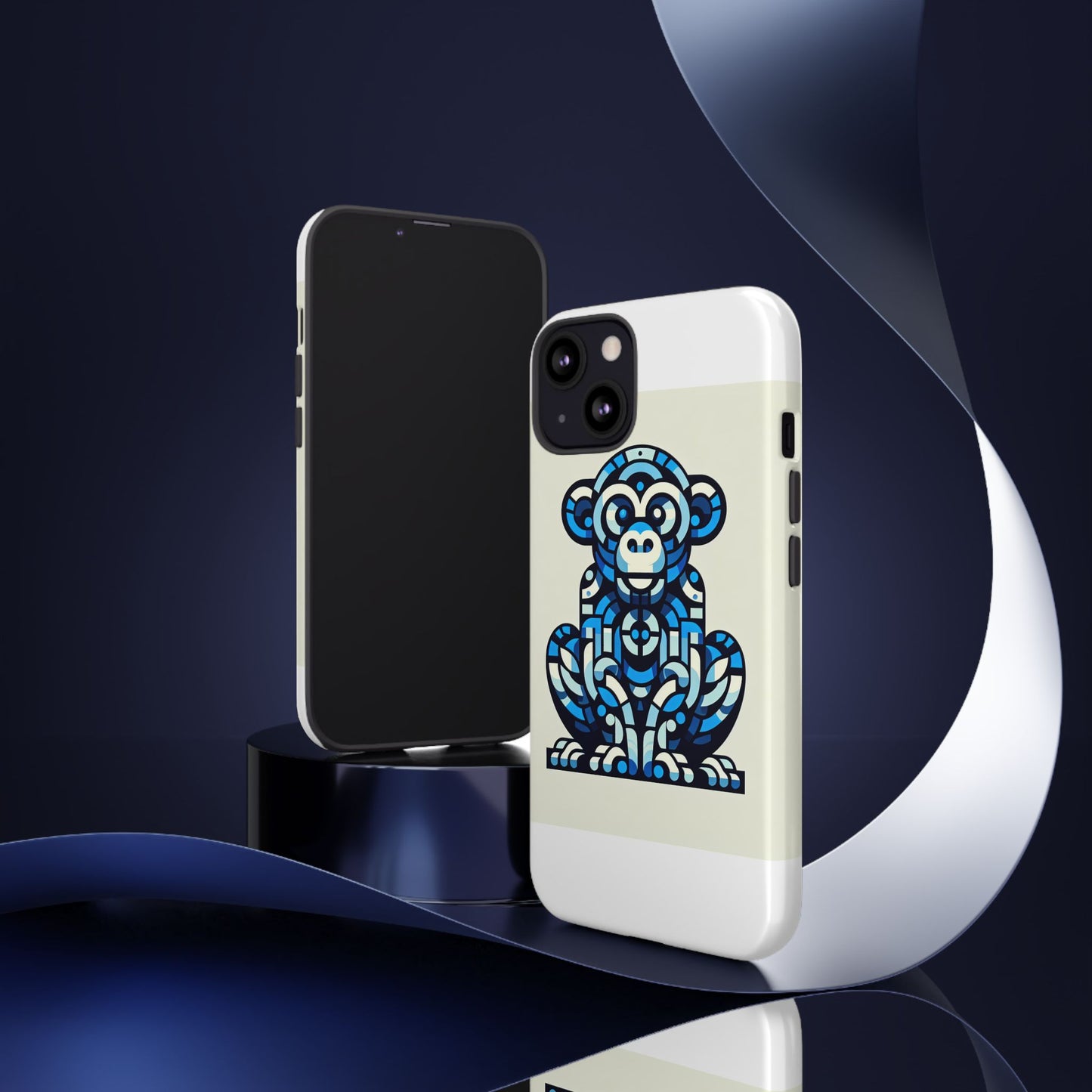 vibrant blue 3d wrap phone case with playful monkey design for creative individuals compatible with iphone 13, 14, 15 & 16 – all models including pro, pro max & plus