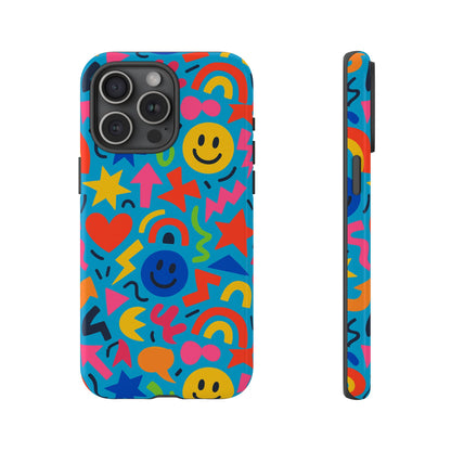 Multicolour 3D Wrap Protective Phone Case for Kids and Teens with Fun Geometric Design – Stylish Protection Compatible with iPhone 13, 14, 15 & 16 – all models including Pro, Pro Max & Plus