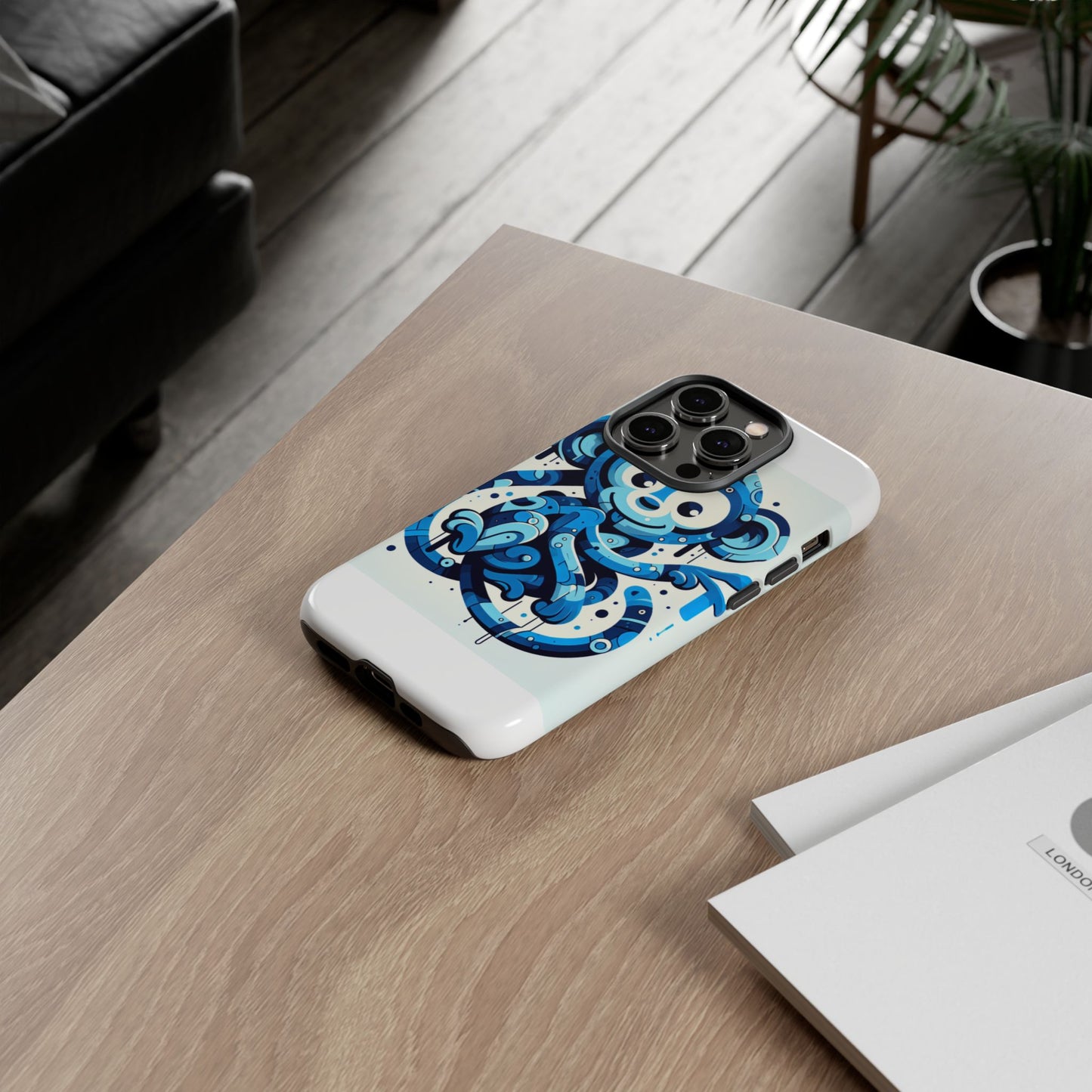 protective 3d wrap phone case with playful monkey design in blue – stylish protection for men and women compatible with iphone 13, 14, 15 & 16 – all models including pro, pro max & plus
