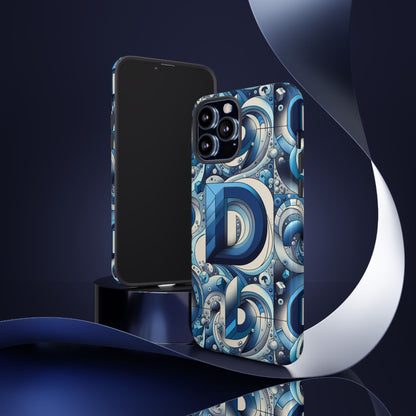 Blue Alphabet D Phone Case with 3D Wrap and Shock Absorption for Kids and Teens Durable TPU Cover with Vivid Print and UV Protection
