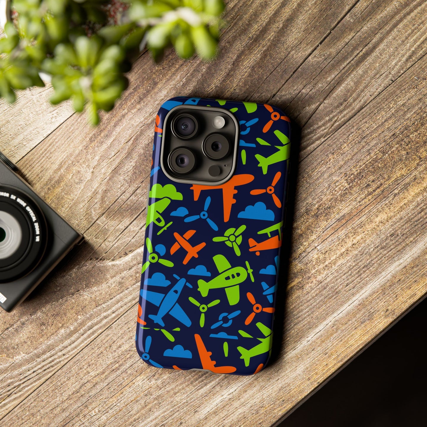 vibrant airplane pattern protective phone case for colourful accessory durable design compatible with iphone 13, 14, 15 & 16 – all models including pro, pro max & plus
