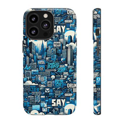 Protective Phone Case with 3D Urban Design in Blue for Stylish Protection – Trendy Accessory Compatible with iPhone 13, 14, 15 & 16 – All Models Including Pro, Pro Max & Plus
