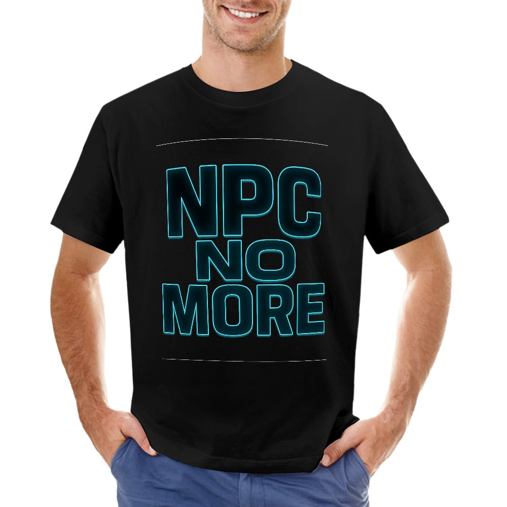 men's t-shirt 100% cotton npc no more graphic tee for casual wear, fitness, and leisure - comfortable, breathable fabric, vibrant print, available in multiple sizes