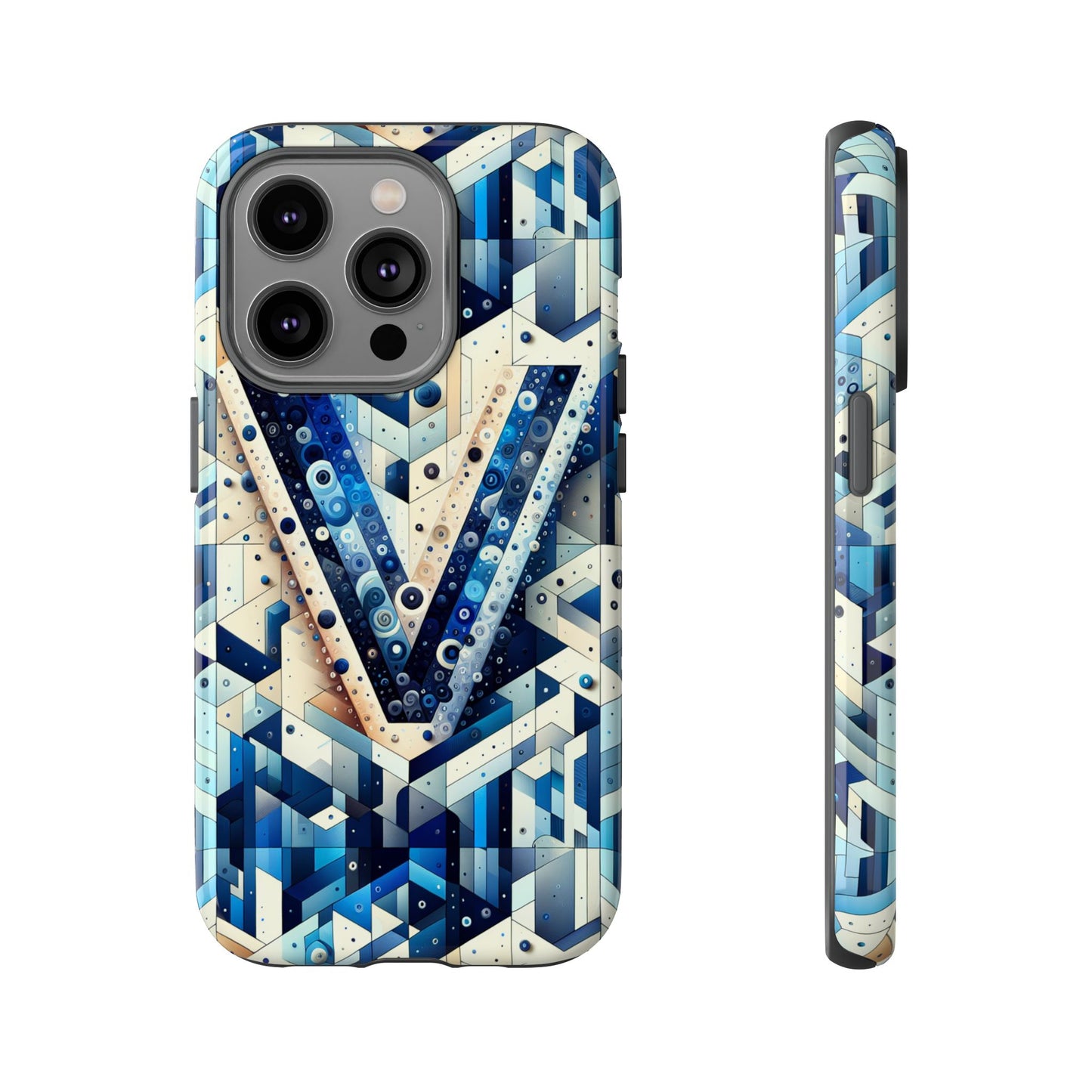 blue alphabet v phone case for samsung and iphone shockproof protective cover with 3d wrap design and uv resistance