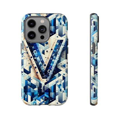 Blue Alphabet V Phone Case for Samsung and iPhone Shockproof Protective Cover with 3D Wrap Design and UV Resistance