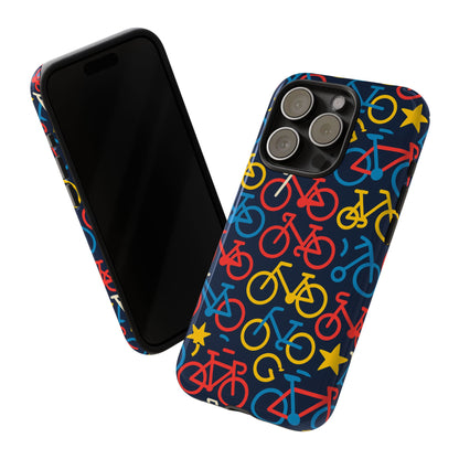 Multicolor Bicycle Pattern Protective Phone Case – Vibrant 3D Design for Stylish Protection – Compatible with iPhone 13, 14, 15 & 16 – All Models Including Pro, Pro Max & Plus