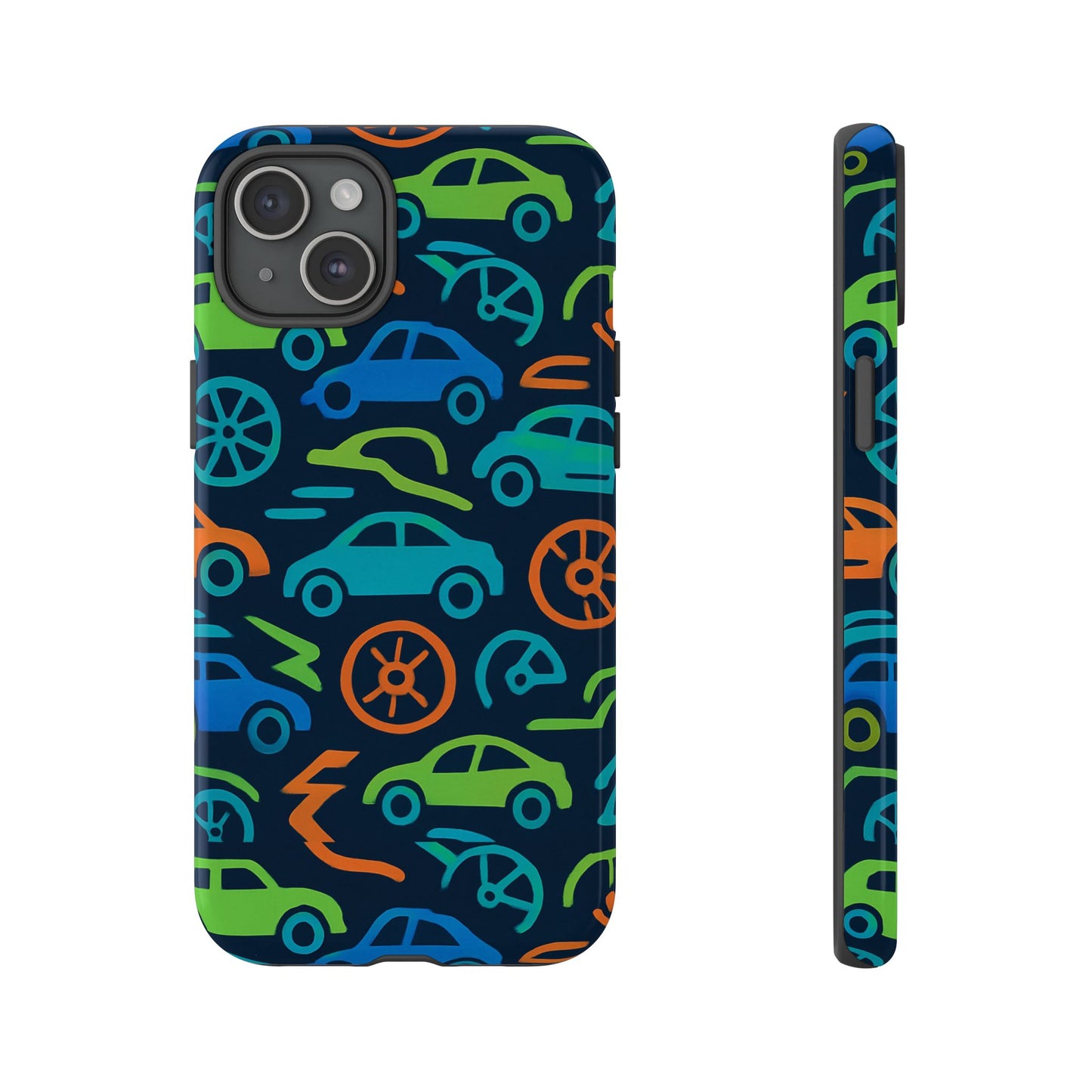 vibrant 3d car design protective phone case for kids and teens - playful multicolour style - stylish protection for everyday use - compatible with iphone 13, 14, 15 & 16 – all models including pro, pro max & plus
