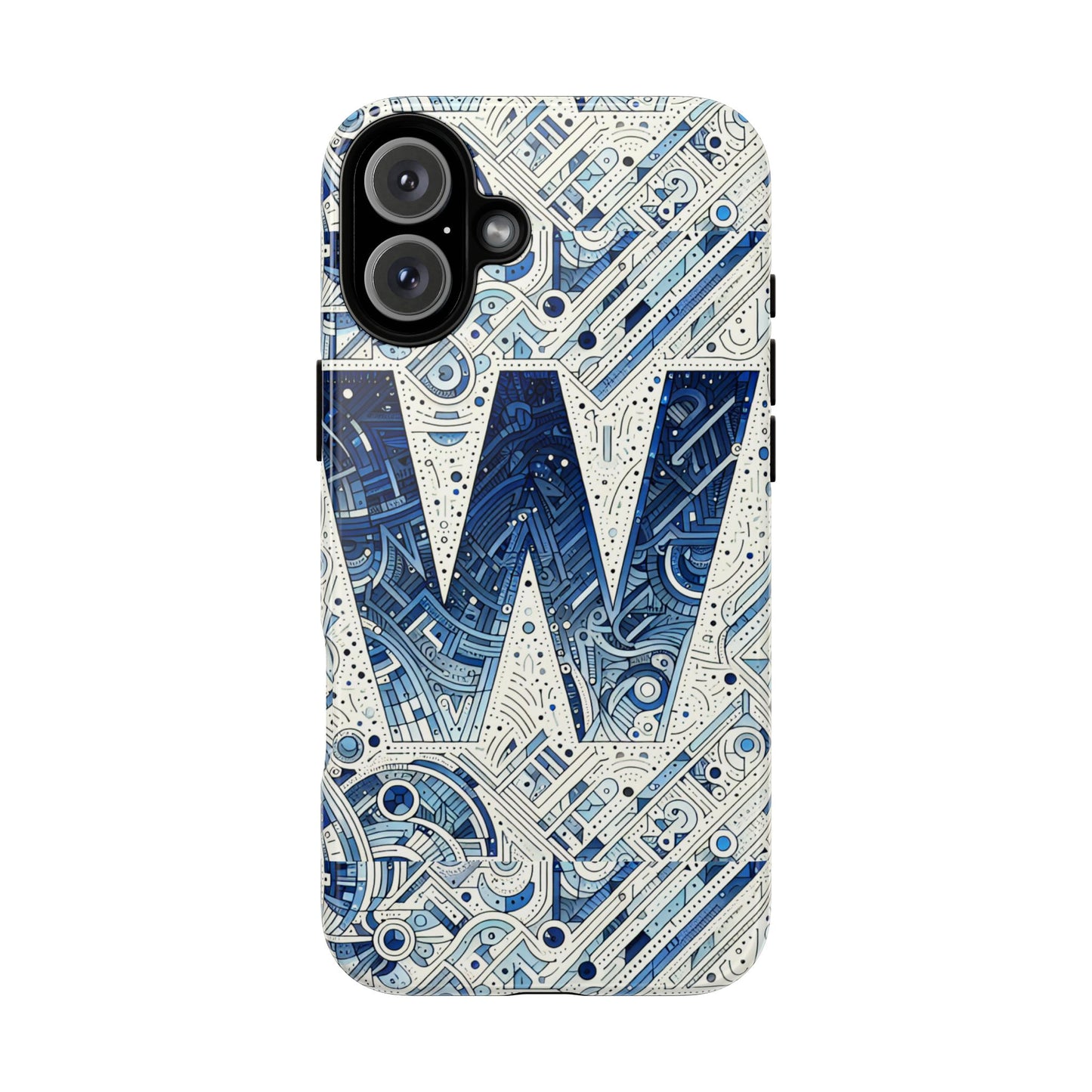 blue alphabet w phone case for smartphones - vibrant 3d wrap design with shock absorption and uv protection, suitable for fans of anime, comics, and unique accessories