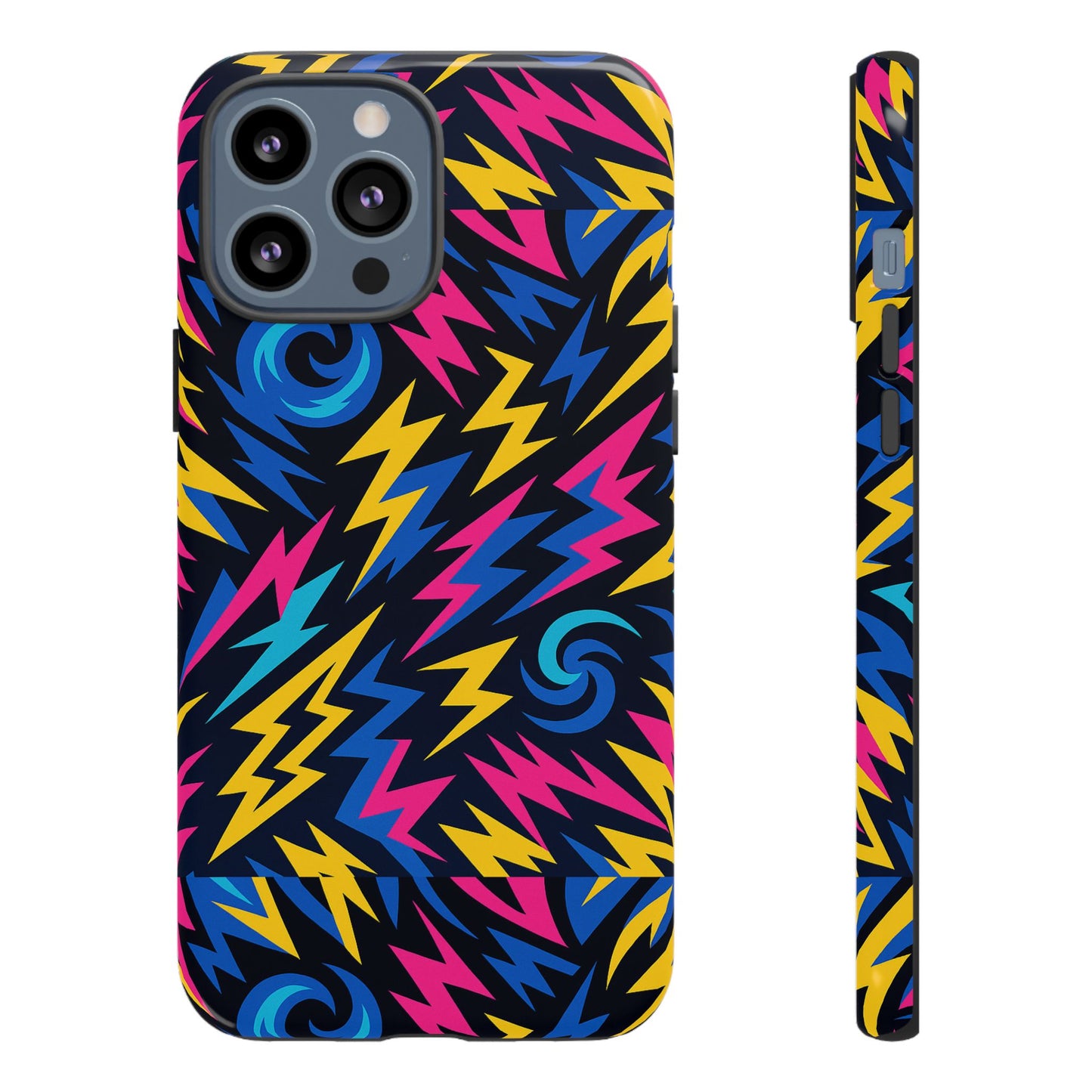 vibrant lightning bolt protective phone case with 3d wrap design for trendy aesthetic accessories compatible with iphone 13, 14, 15 & 16 – all models including pro, pro max & plus