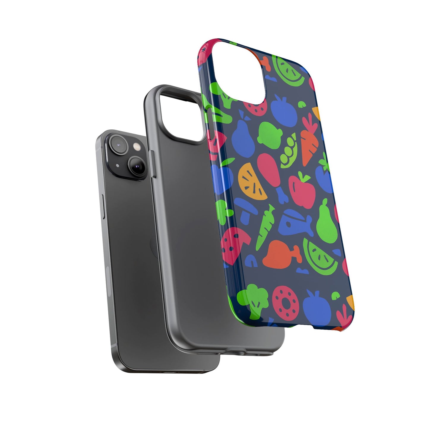 vibrant 3d fruit pattern protective phone case with glossy finish for stylish protection, compatible with iphone 13, 14, 15 & 16 – all models including pro, pro max & plus