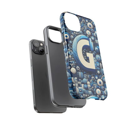 Blue Alphabet G Phone Case for iPhone and Android Shockproof Protective Cover with 3D Wrap Design and UV Protection