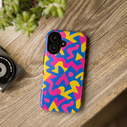 Vibrant Y2K Geometric Protective Phone Case with 3D Wrap Design for Unique Style Compatible with iPhone 13, 14, 15 & 16 – all models including Pro, Pro Max & Plus