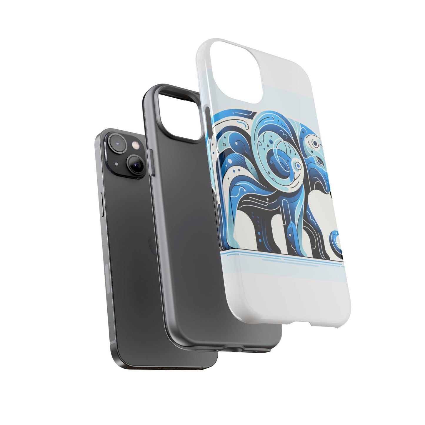 vibrant 3d blue elephant design protective phone case – unique abstract art style for stylish protection compatible with iphone 13, 14, 15 & 16 – all models including pro, pro max & plus