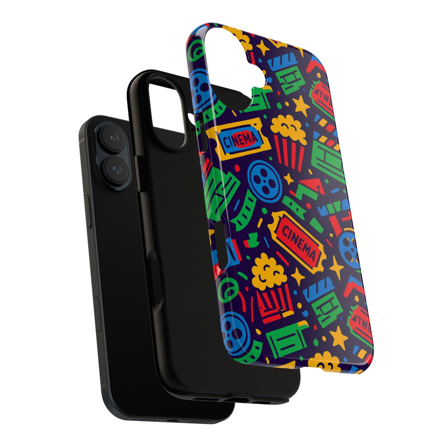 vibrant multicolour cinema-themed 3d wrap protective phone case for self-expression stylish protection compatible with iphone 13, 14, 15 & 16 – all models including pro, pro max & plus