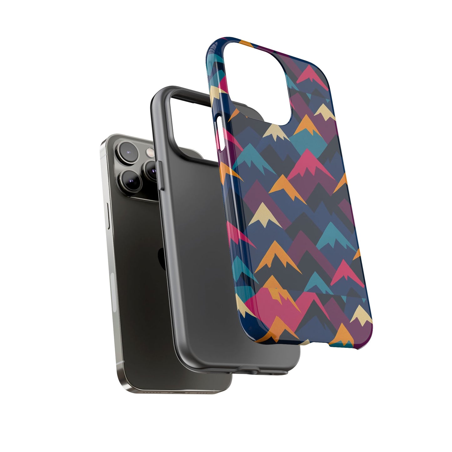 multicolour mountain geometric protective phone case – stylish accessory for unique self-expression compatible with iphone 13, 14, 15 & 16 – all models including pro, pro max & plus