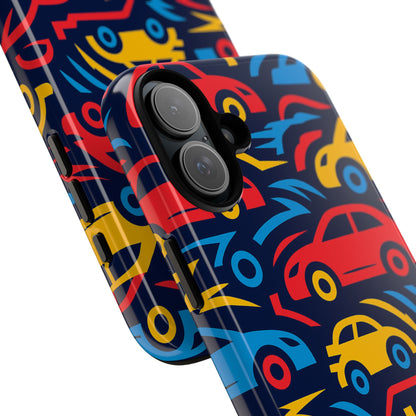 Multicolour Retro 3D Wrap Protective Phone Case with Vibrant Car Design for Stylish Protection Compatible with iPhone 13, 14, 15 & 16 – all models including Pro, Pro Max & Plus