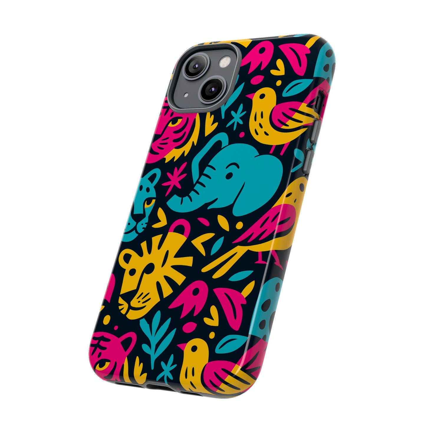 vibrant 3d animal print protective phone case colourful design for stylish protection compatible with iphone 13, 14, 15 & 16 – all models including pro, pro max & plus
