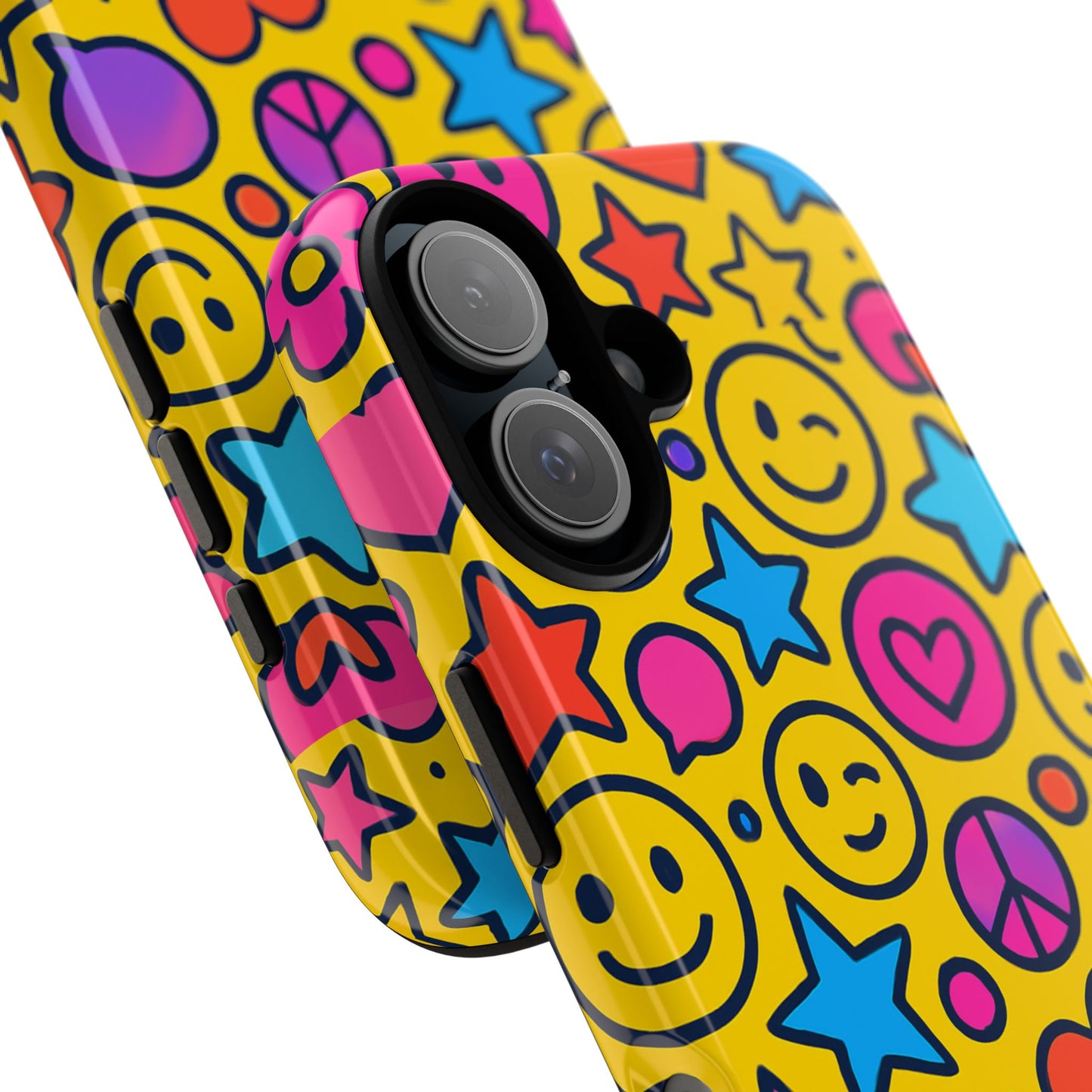 multicolour emoji protective phone case with 3d wrap design for stylish protection and individual expression compatible with iphone 13, 14, 15 & 16 – all models including pro, pro max & plus