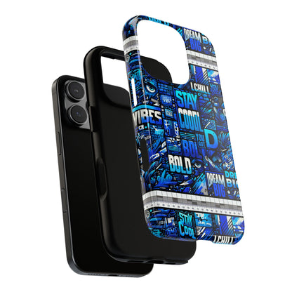 Vibrant 3D Wrap Protective Phone Case in Blue Typography Design for Unique Style – Stylish Protection Compatible with iPhone 13, 14, 15 & 16 – All Models Including Pro, Pro Max & Plus