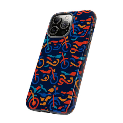 Vibrant 3D Multicolour Motorcycle Pattern Protective Phone Case for Creative Individuals – Stylish Protection Compatible with iPhone 13, 14, 15 & 16 – All Models Including Pro, Pro Max & Plus