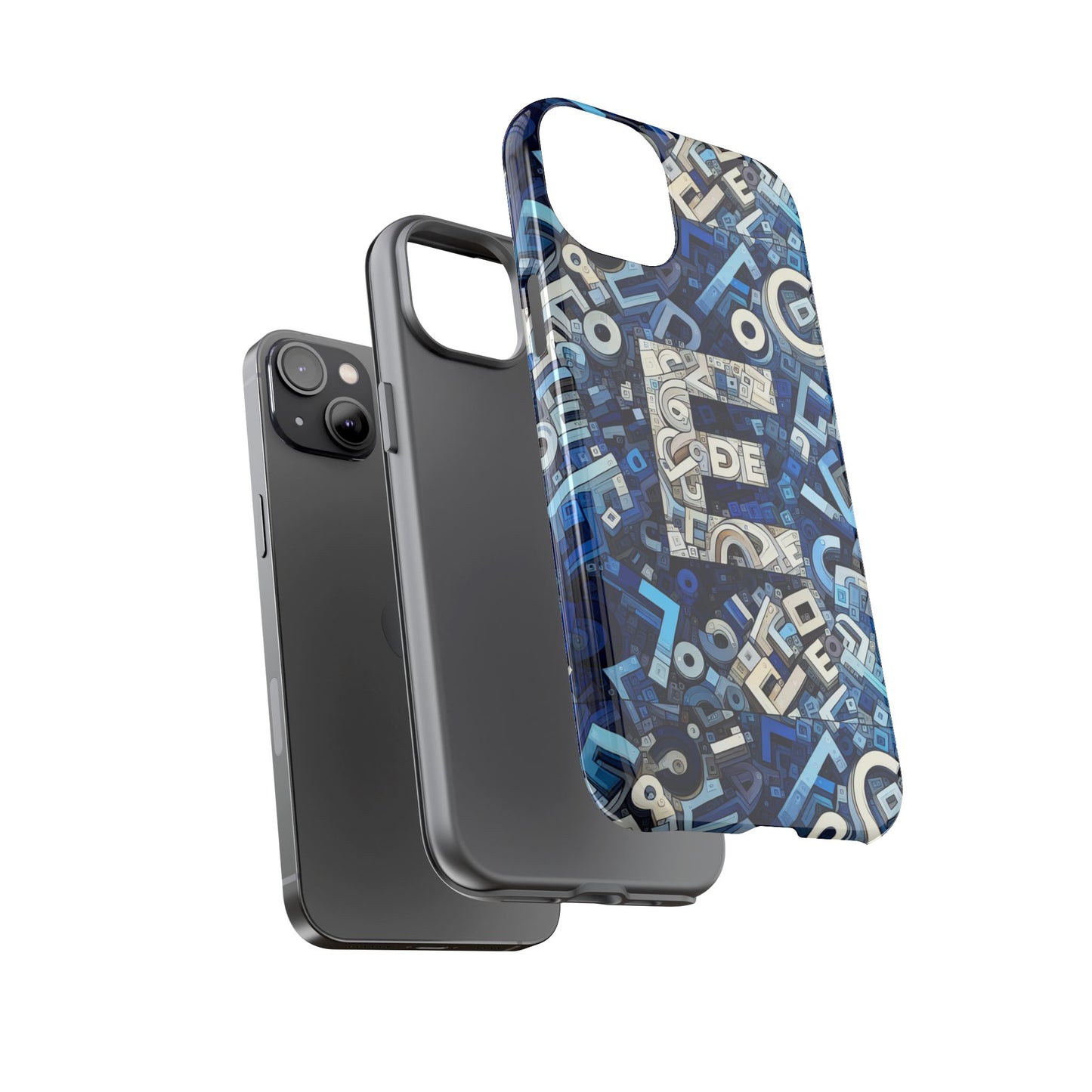 blue alphabet e phone case with 3d wrap design for stylish protection and personalised tech accessory for men and women
