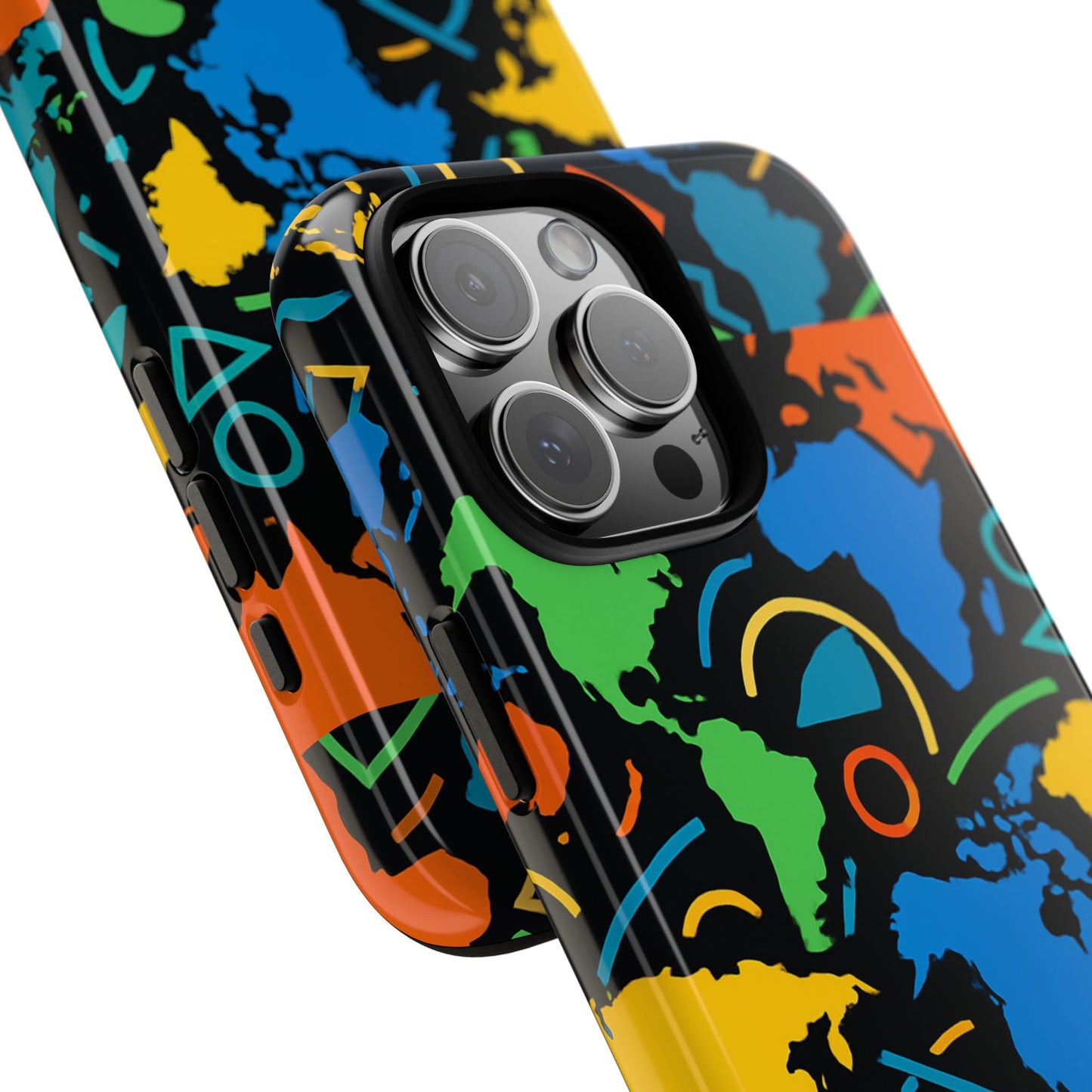 multicolour 3d geometric phone case for stylish protection and individuality compatible with iphone 13, 14, 15 & 16 – all models including pro, pro max & plus