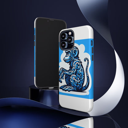 Vibrant 3D Monkey Design Phone Case in Blue – Stylish Protection for Smartphones Compatible with iPhone 13, 14, 15 & 16 – All Models Including Pro, Pro Max & Plus