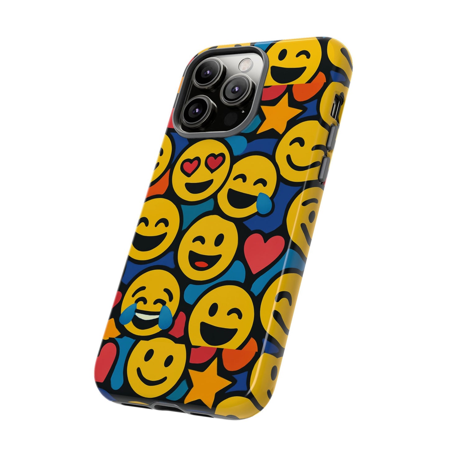 multicolour emoji protective phone case with 3d wrap design fun accessory for unisex compatible with iphone 13, 14, 15 & 16 – all models including pro, pro max & plus