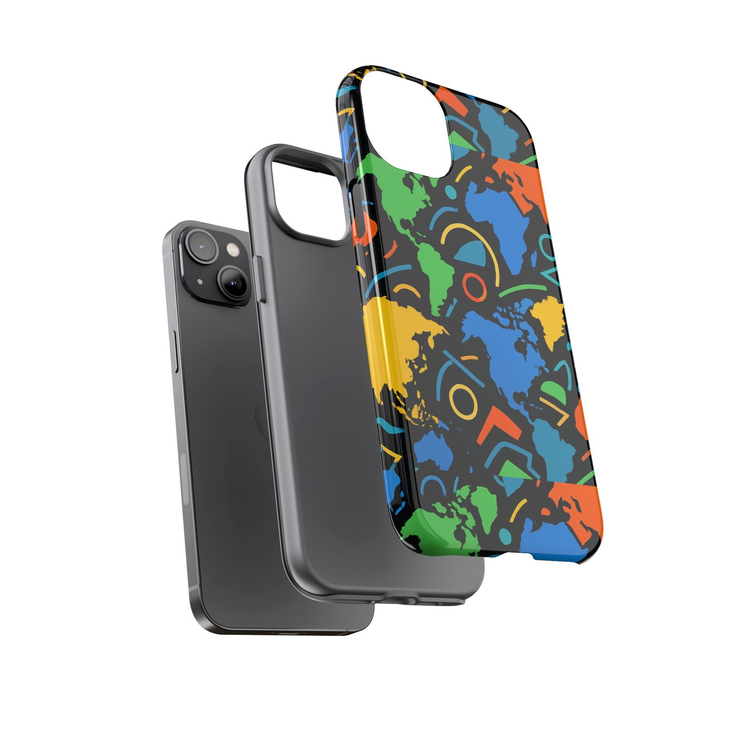 multicolour 3d geometric phone case for stylish protection and individuality compatible with iphone 13, 14, 15 & 16 – all models including pro, pro max & plus