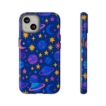 Vibrant Space Theme Protective Phone Case for Unisex – Colourful 3D Design Fashion Accessory Compatible with iPhone 13, 14, 15 & 16 – All Models Including Pro, Pro Max & Plus