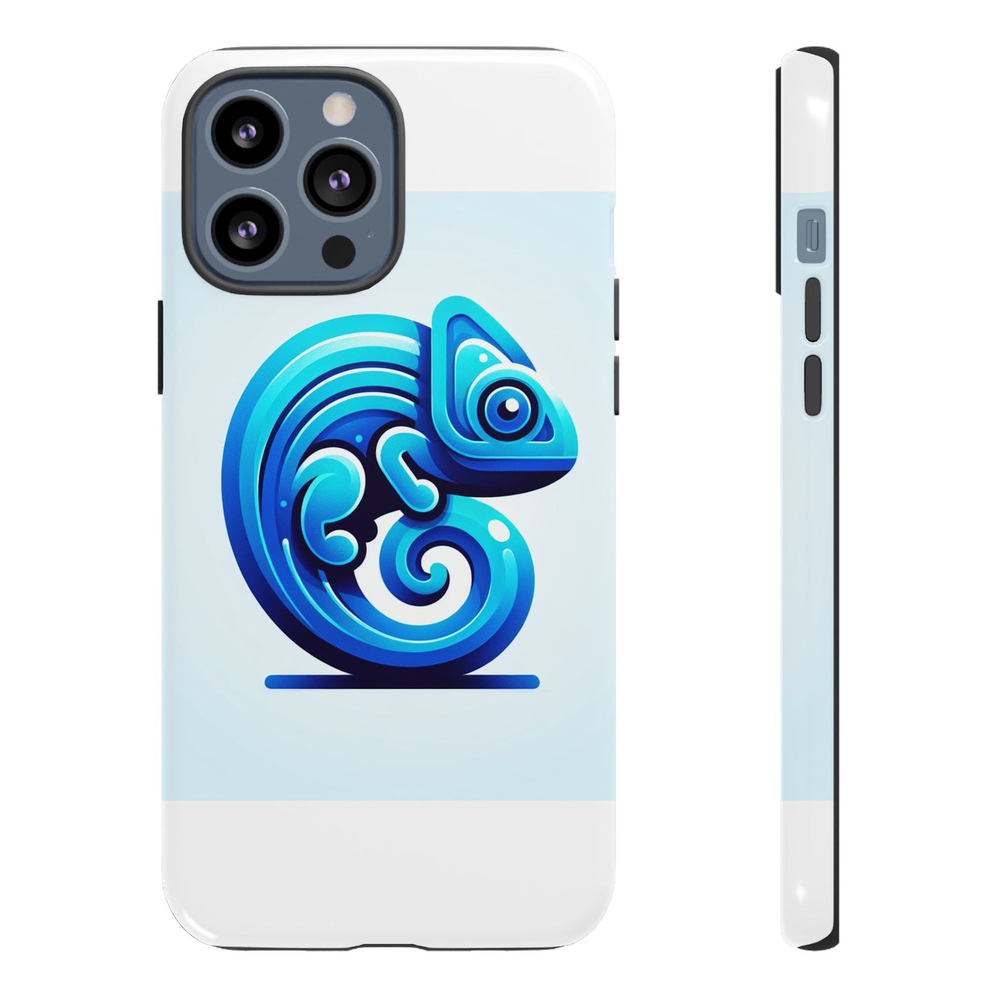 vibrant 3d chameleon phone case in blue retro design for stylish protection – compatible with iphone 13, 14, 15 & 16 – all models including pro, pro max & plus