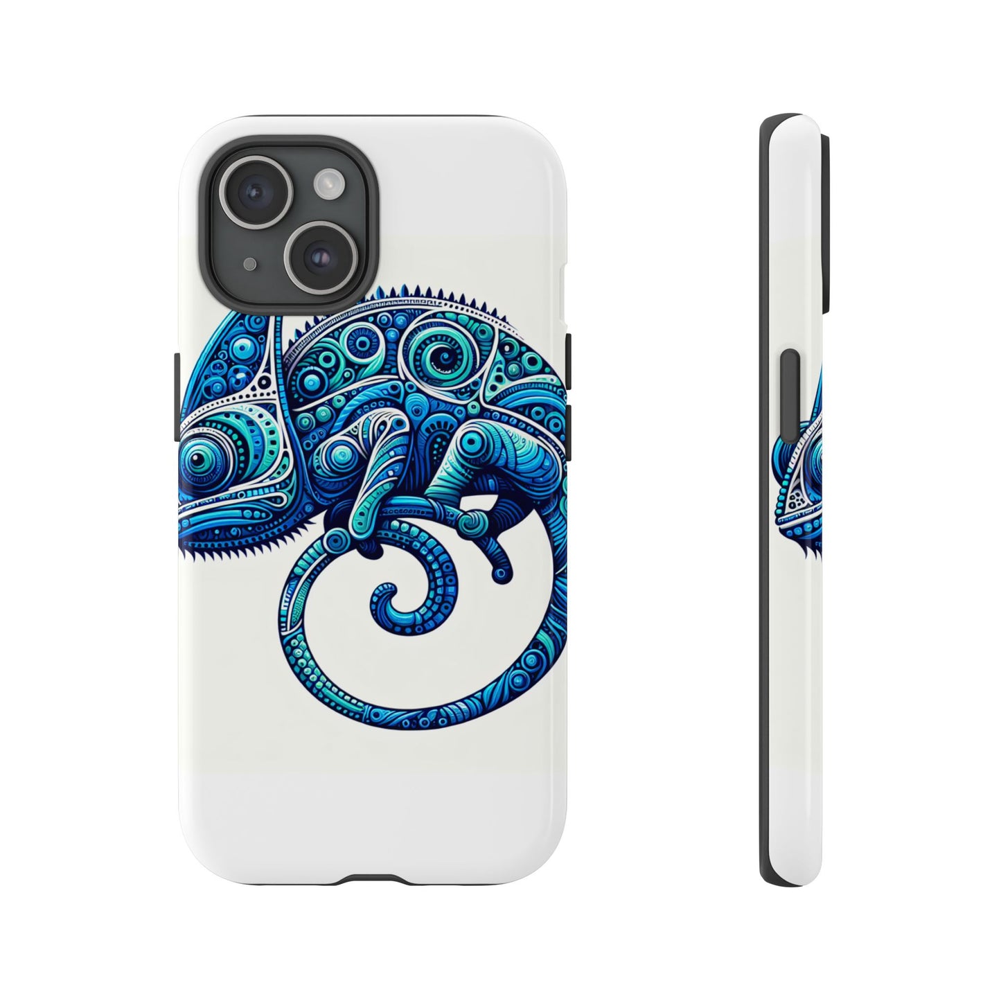 vibrant 3d wrap protective phone case with blue chameleon design, creative accessory for unique style, compatible with iphone 13, 14, 15 & 16 – all models including pro, pro max & plus