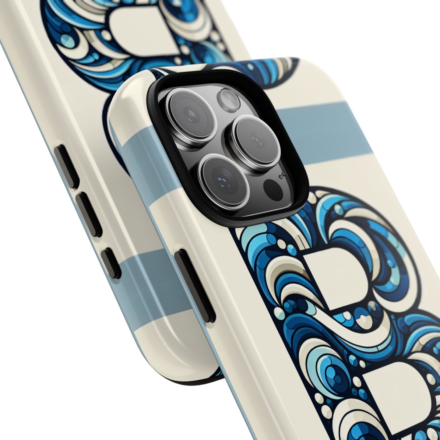 blue alphabet letter b phone case with 3d wrap and shock protection for kids and teens durable tpu cover with vibrant design