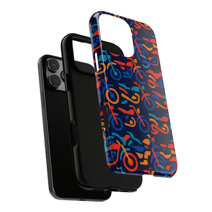 Vibrant 3D Multicolour Motorcycle Pattern Protective Phone Case for Creative Individuals – Stylish Protection Compatible with iPhone 13, 14, 15 & 16 – All Models Including Pro, Pro Max & Plus