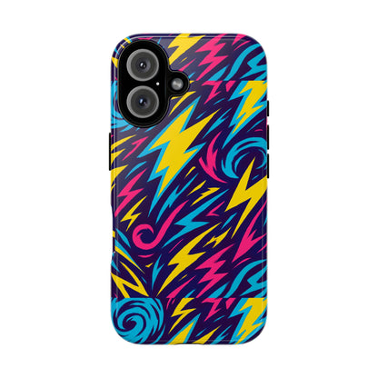 Vibrant Retro Lightning Bolt Protective Phone Case with 3D Design for Fashion Lovers Compatible with iPhone 13, 14, 15 & 16 – all models including Pro, Pro Max & Plus